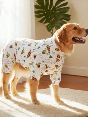 SHEIN White Baby Sleep Sack with Orange & Black Bee Print